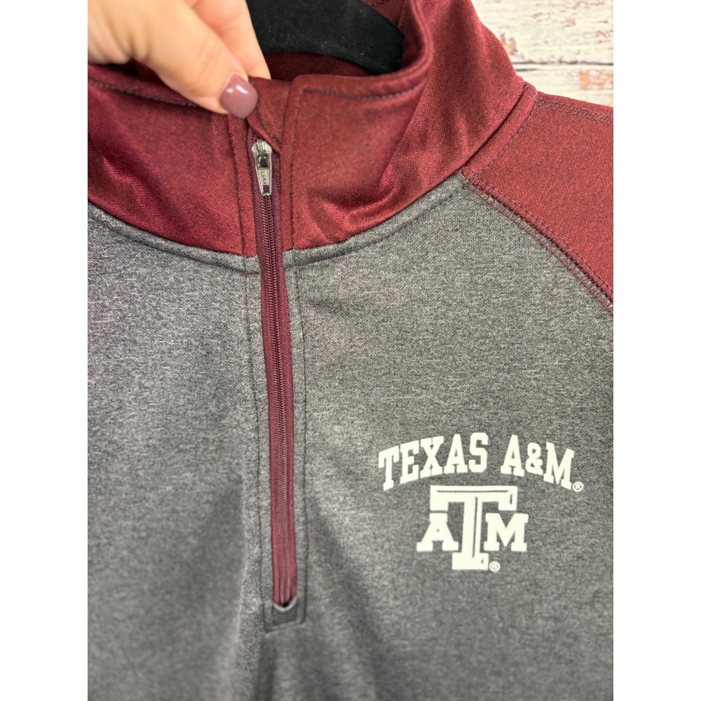 Texas A&M Aggies Women's Quarter Zip Pullover Maroon Grey Fleece Medium/Large - Picture 6 of 8